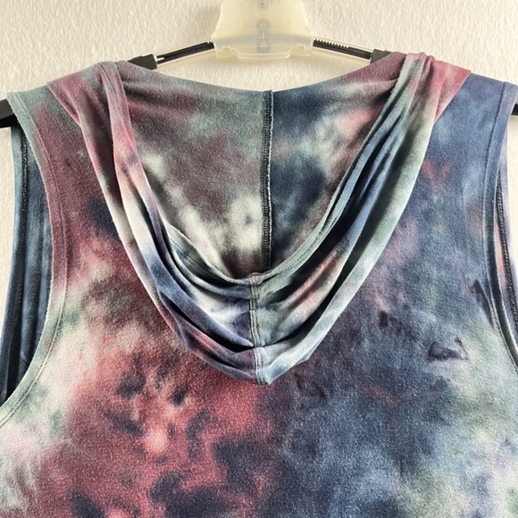 Coin 1804 Hooded Grunge Tie Dye Duster Open Cardigan M Fairy Olive Green Navy - Picture 7 of 9